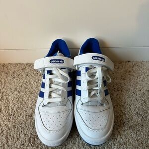 Adidas White and Royal Blue Sneakers